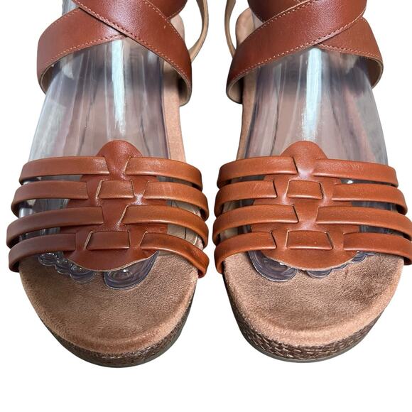 Vionic Clarissa Brown Leather Wedge Sandals Size 9 Strappy - Picture 4 of 14